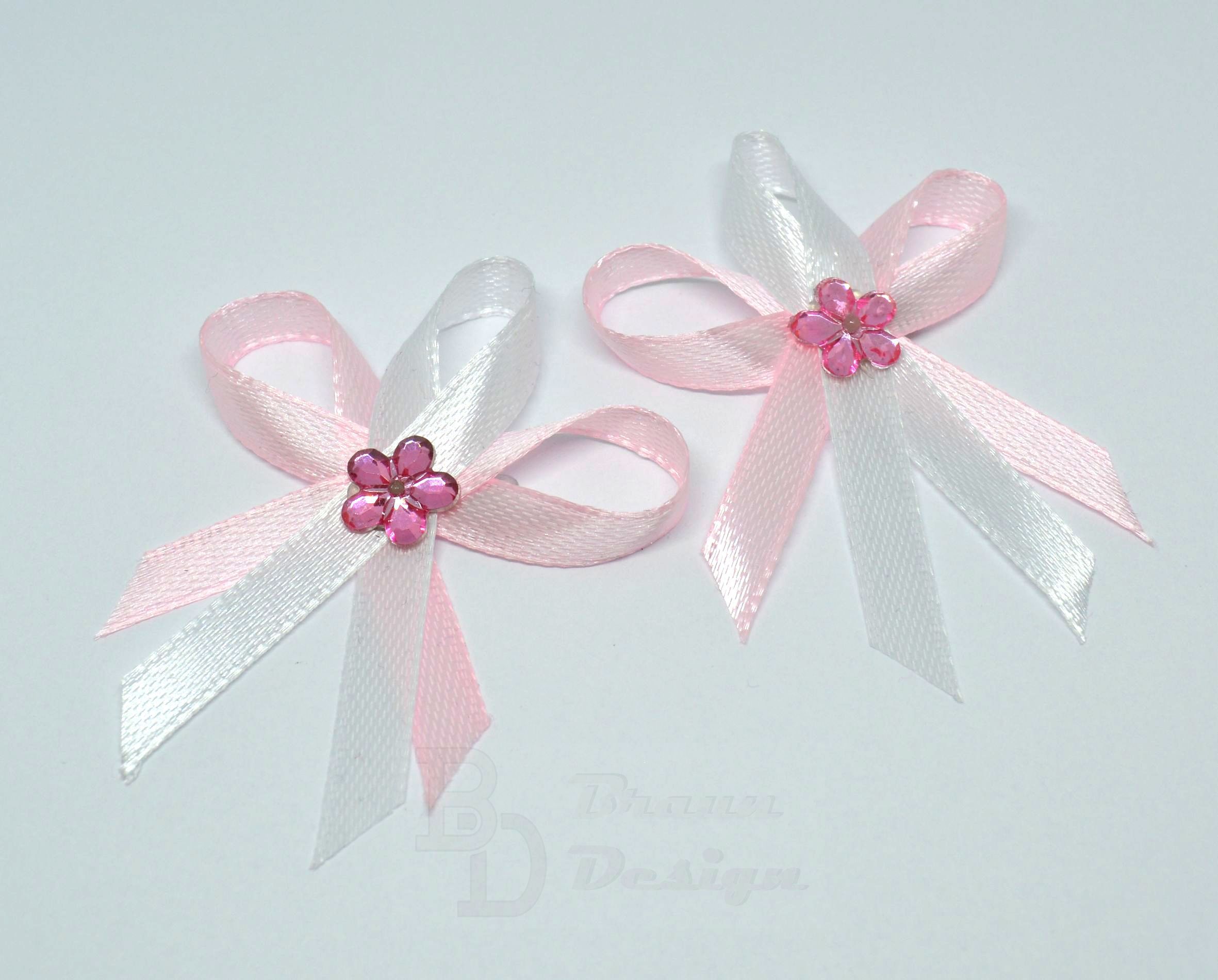 Růžové svatební vývazky s kytičkou 2