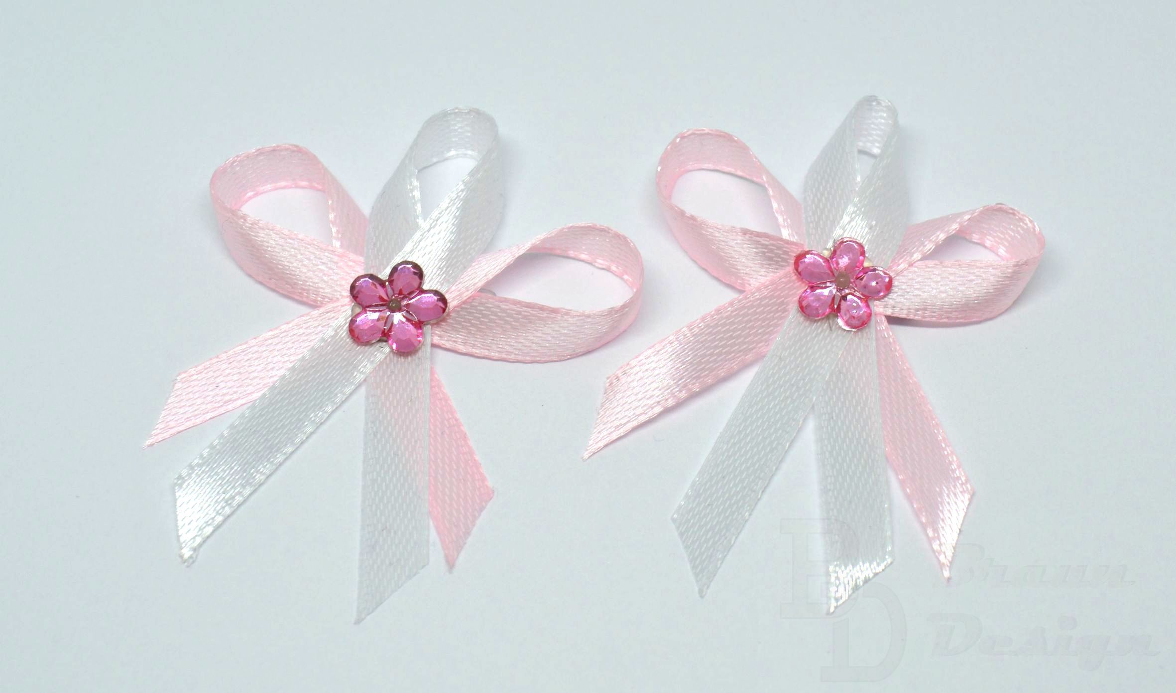 Růžové svatební vývazky s kytičkou 2