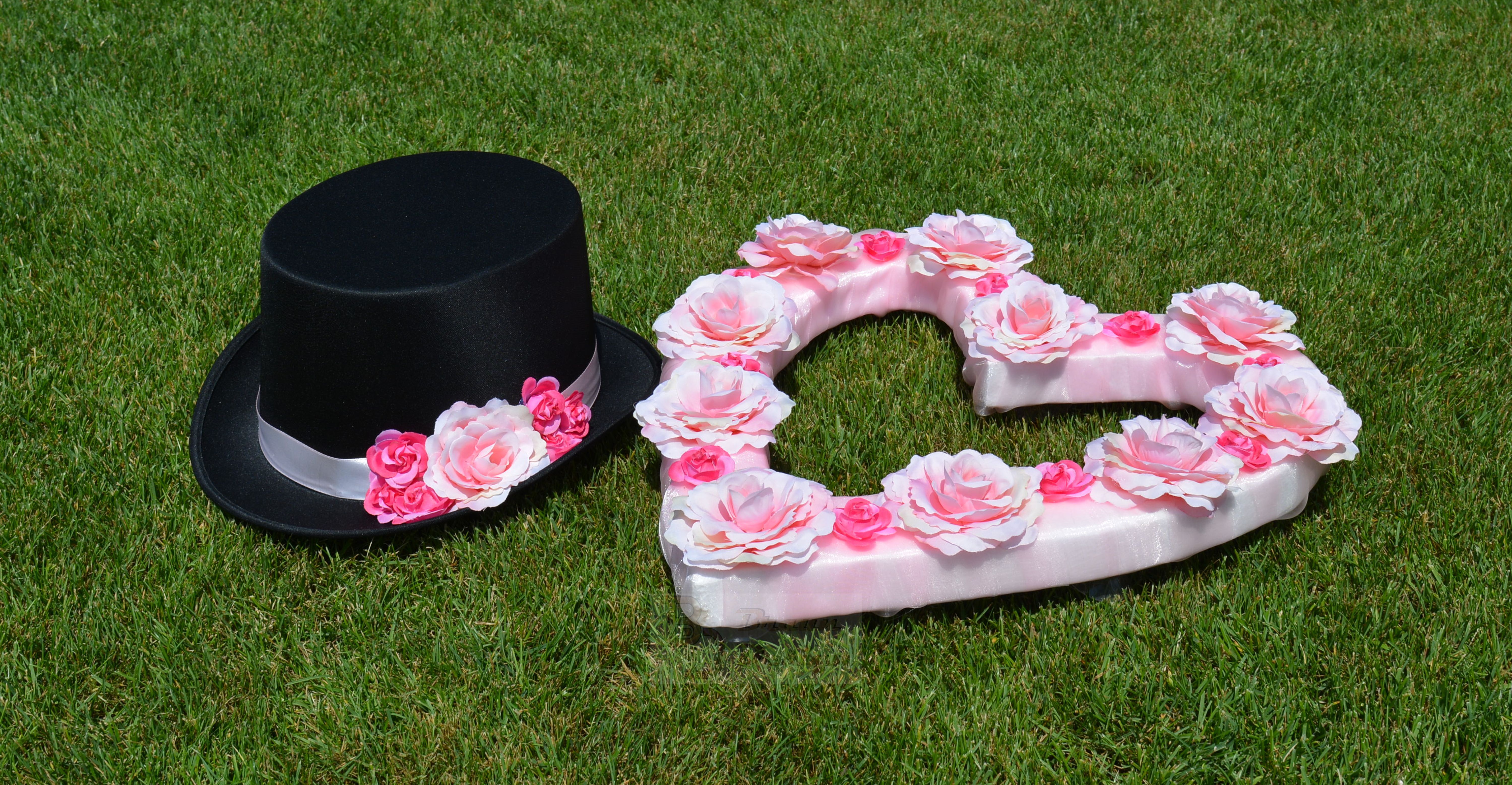 Srdce na auto nevěsty - růžové