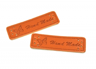 Koženková cedulka Hand Made motýl hnědá