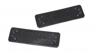 Koženková cedulka Hand Made motýl černá