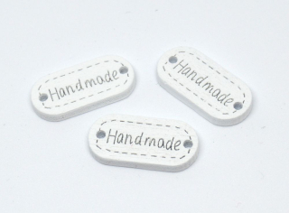 Dřevěná cedulka Hand made oválná bílá