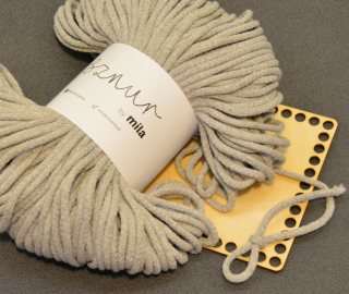 Bavlněná šňůra MILA 5 mm - Šedá světlá