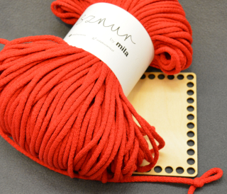 Bavlněná šňůra MILA 5 mm - Červená