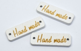 Dřevěná cedulka Hand made obdélník bílá